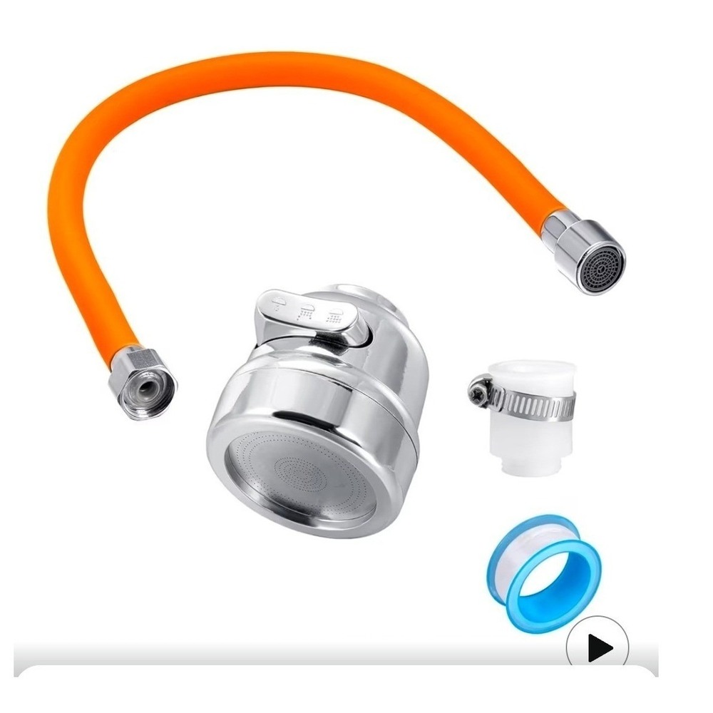 Universal 360 Flexible Faucet Extension Pipe 19.6in Orange Multi-Mode Spray Kit